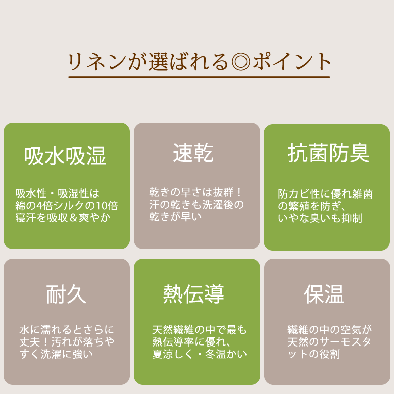 リネンが選ばれるポイント