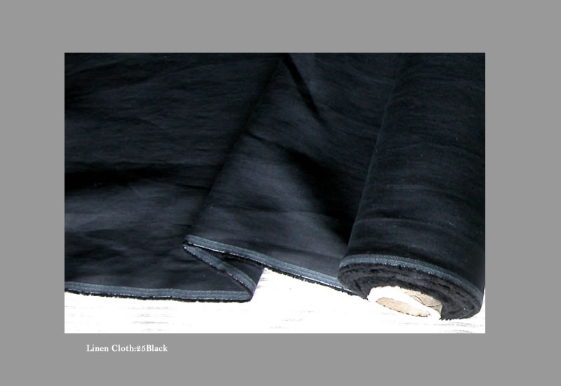 ハンドメイドリネン 生地 ブラック