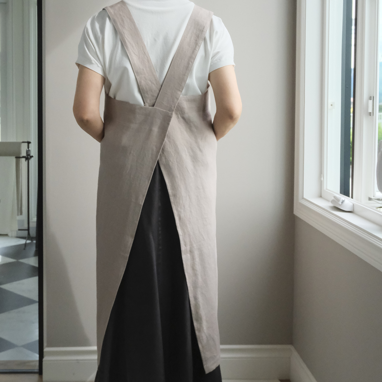 リネン バッククロス エプロン ソフトカラー