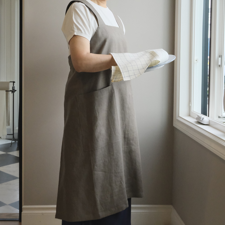 バッククロスエプロン*リネン*麻100%* リネン バッククロス エプロン ソフトカラー
