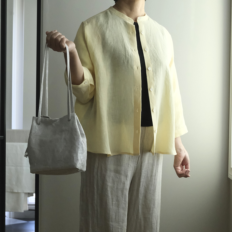 七分袖 リネン ブラウス