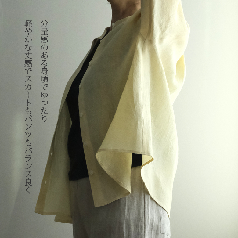 七分袖 リネン ブラウス