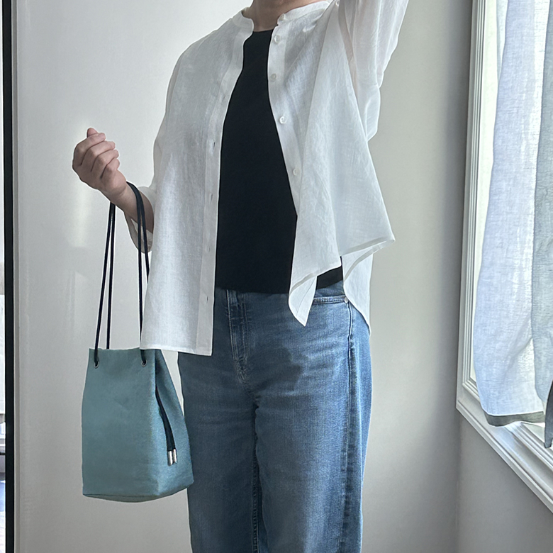 七分袖 リネン ブラウス